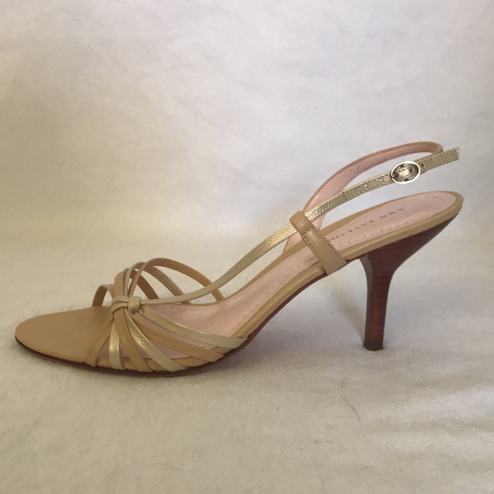 Ann Taylor Gold and Nude Strappy Heels - Picture 6 of 8